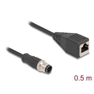 Delock M12 Adapter Cable D-coded 4 pin male to RJ45 female 50 cm
