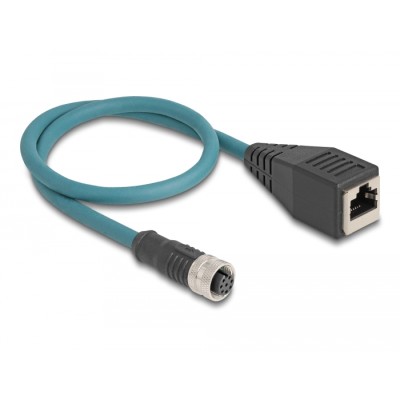 Delock M12 Adapter Cable A-coded 8 pin female to RJ45 female 50 cm 2