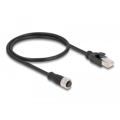 Delock M12 Adapter Cable D-coded 4 pin female to RJ45 male 50 cm 2