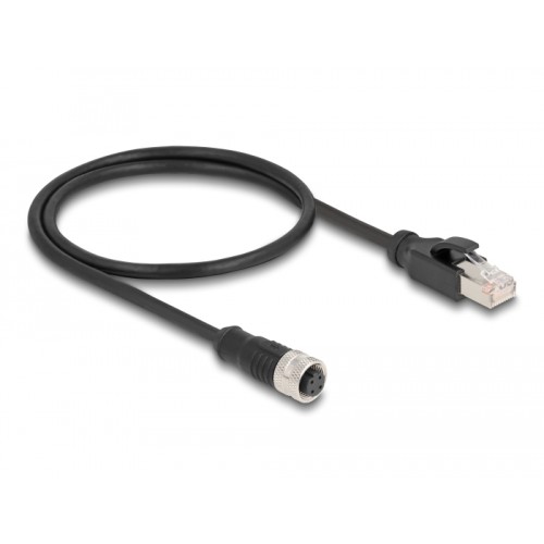 Delock M12 Adapter Cable D-coded 4 pin female to RJ45 male 50 cm