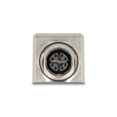 Delock M12 Adapter X-coded 8 pin female to RJ45 jack Cat.6A STP shielded 90° angled 2