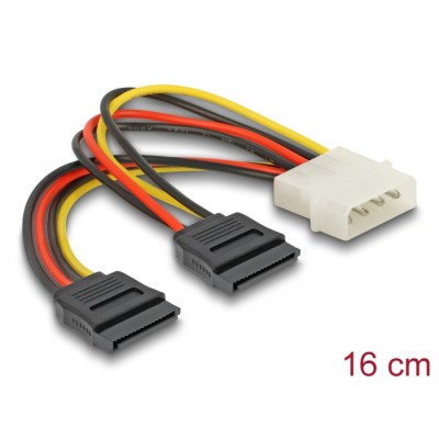 Delock Cable SATA 15 pin HDD 2 x to 4 pin male