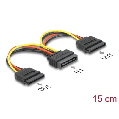 Delock Cable Power SATA 15 pin > 2 x SATA HDD – straight