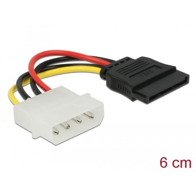 Delock Cable SATA 15 pin HDD to 4 pin male – straight