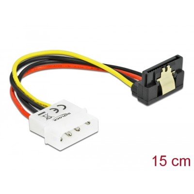 Delock Cable SATA 15 pin HDD with metal clip to 4 pin male – angled