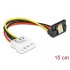 Delock Cable SATA 15 pin HDD with metal clip to 4 pin male – angled