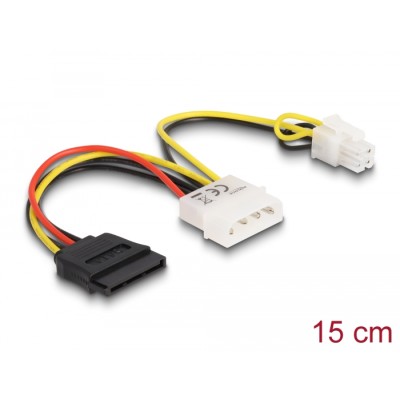 Delock Cable Power Molex 4 pin male > SATA 15 pin female + P4 male