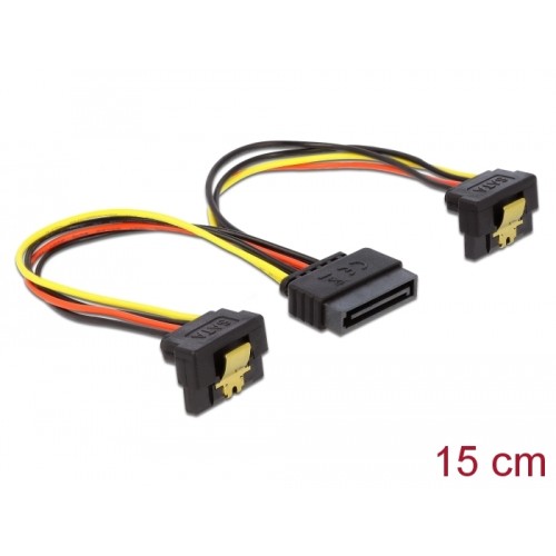 Delock Cable Power SATA 15pin > 2x SATA HDD – angled