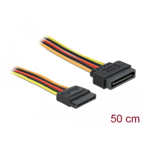Delock Extension Cable Power SATA 15 Pin male > SATA 15 Pin female 50 cm