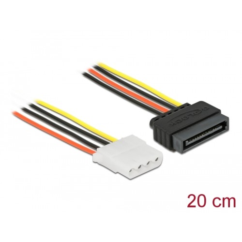 Delock Power Cable SATA 15 pin male > 4 pin female 20 cm