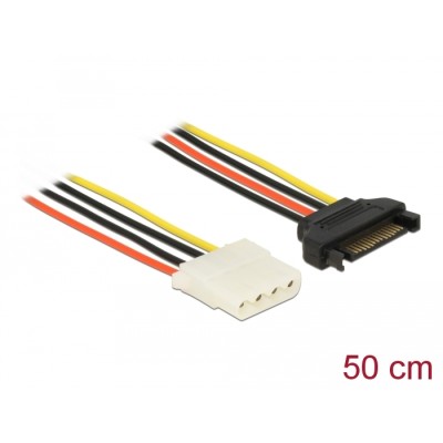 Delock Power Cable SATA 15 pin male > 4 pin female 50 cm