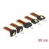 Delock Cable SATA 15 pin power plug with latching function > SATA 15 pin power receptacle 2 x straight / 2 x down 30 cm