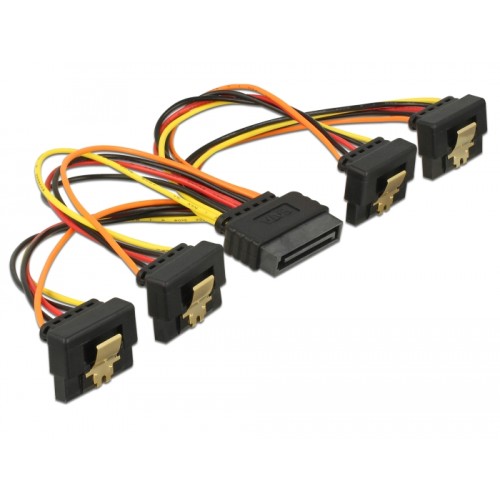 Delock Cable SATA 15 pin power plug with latching function > SATA 15 pin power receptacle 4 x down 15 cm