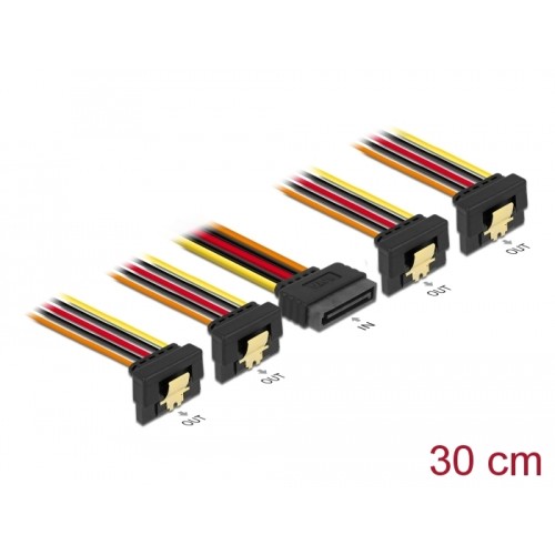 Delock Cable SATA 15 pin power plug with latching function > SATA 15 pin power receptacle 4 x down 30 cm