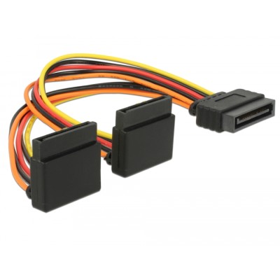 Delock Cable SATA 15 pin power plug with latching function > 2 x SATA 15 pin power receptacle up 15 cm 2