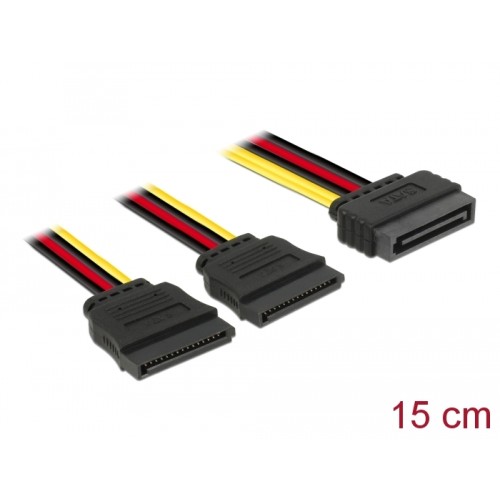 Delock Cable Power SATA 15 pin  2 x SATA HDD – straight