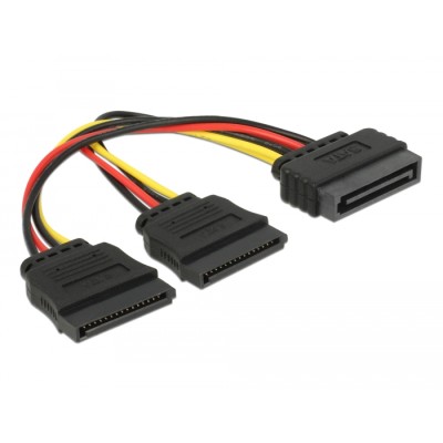 Delock Cable Power SATA 15 pin > 2 x SATA HDD – straight 2