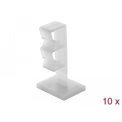 Delock Cable holder with 2 feed-through self-adhesive natural 10 pieces