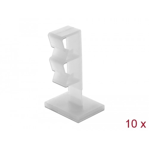 Delock Cable holder with 2 feed-through self-adhesive natural 10 pieces