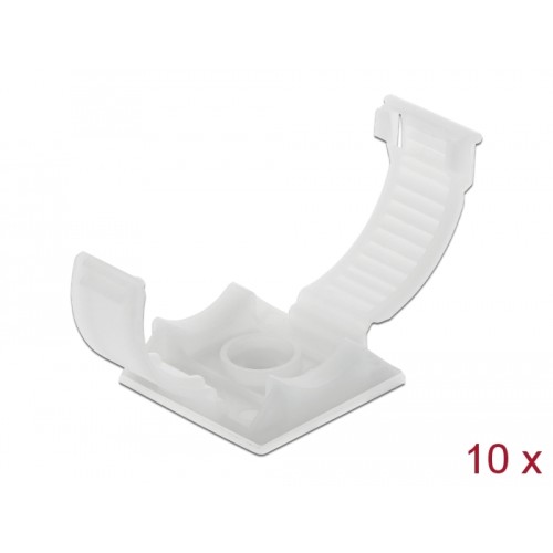Delock Cable holder with locking clip self-adhesive screwable natural 10 pieces