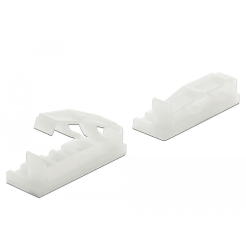 Delock Flat cable holder with locking clip self-adhesive screwable natural 10 pieces