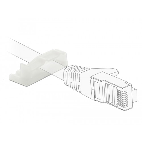 Delock Flat cable holder with locking clip self-adhesive screwable natural 10 pieces