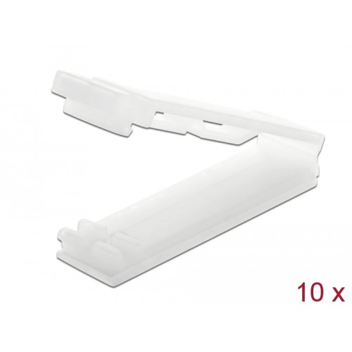 Delock Flat cable holder with locking clip self-adhesive natural 10 pieces