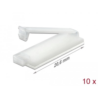 Delock Cable holder with locking clip self-adhesive natural 10 pieces