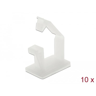 Delock Cable holder with locking clip self-adhesive natural 10 pieces
