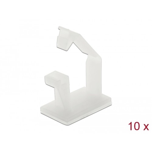 Delock Cable holder with locking clip self-adhesive natural 10 pieces