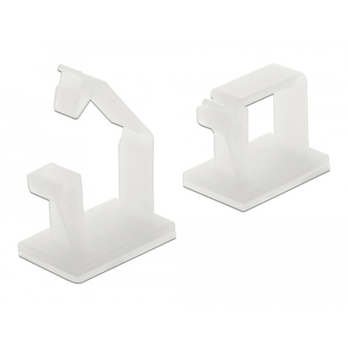 Delock Cable holder with locking clip self-adhesive natural 10 pieces