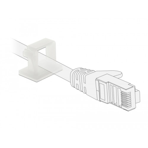 Delock Cable holder with locking clip self-adhesive natural 10 pieces