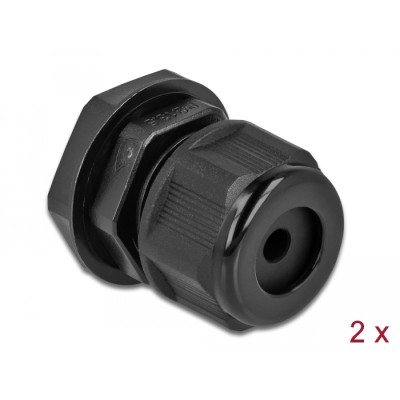 Delock Cable Gland PG13.5 for round cable black 2 pieces