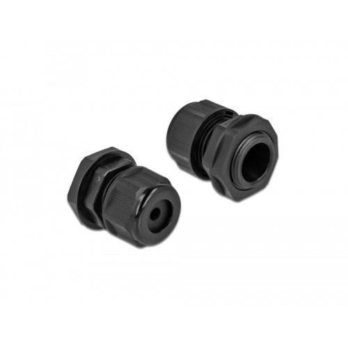 Delock Cable Gland PG13.5 for round cable black 2 pieces