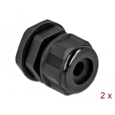 Delock Cable Gland PG16 for round cable black 2 pieces