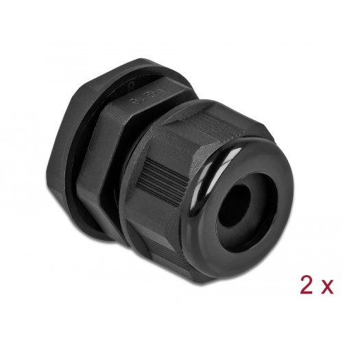 Delock Cable Gland PG16 for round cable black 2 pieces