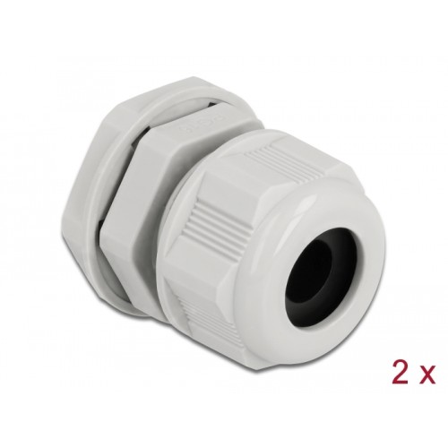 Delock Cable Gland PG16 for round cable grey 2 pieces