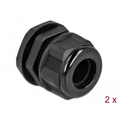 Delock Cable Gland PG21 for round cable black 2 pieces