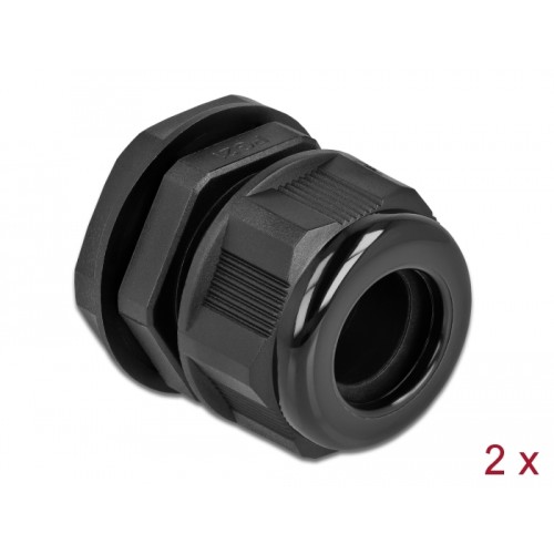 Delock Cable Gland PG21 for round cable black 2 pieces