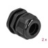 Delock Cable Gland PG21 for round cable black 2 pieces