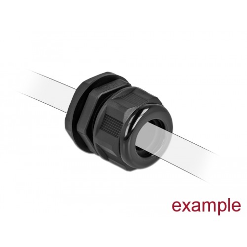 Delock Cable Gland PG21 for round cable black 2 pieces