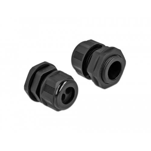 Delock Cable Gland PG16 for round cable with two cable entries black 2 pieces