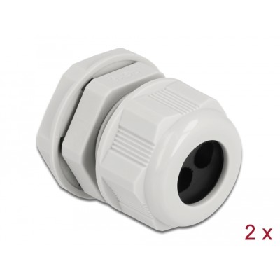 Delock Cable Gland PG16 for round cable with two cable entries grey 2 pieces
