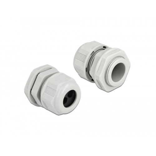 Delock Cable Gland PG16 for round cable with two cable entries grey 2 pieces
