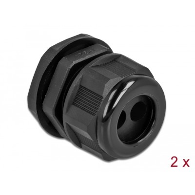 Delock Cable Gland PG21 for round cable with two cable entries black 2 pieces