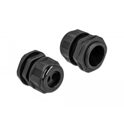 Delock Cable Gland PG21 for round cable with two cable entries black 2 pieces 2