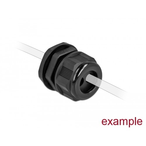 Delock Cable Gland PG21 for round cable with two cable entries black 2 pieces