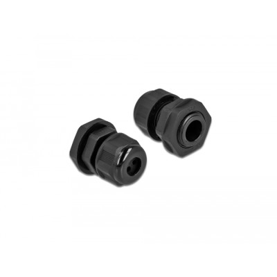 Delock Cable Gland PG9 for round cable with three cable entries black 2 pieces 2