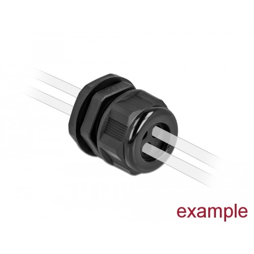Delock Cable Gland PG9 for round cable with three cable entries black 2 pieces