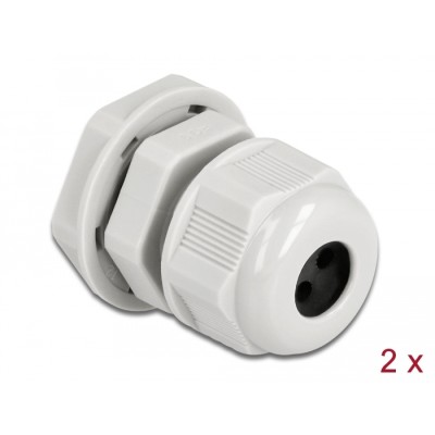 Delock Cable Gland PG9 for round cable with three cable entries grey 2 pieces